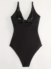 Colorblock Stripe Print Twist Front One Piece Ruched Tank Swimsuit