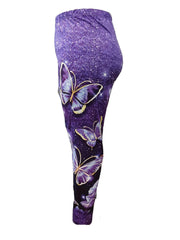 Glitter Butterfly Print High Rise Leggings