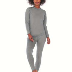 2Pcs Thermal Underwear Set Long Sleeve Top & Leggings Women's Activewear