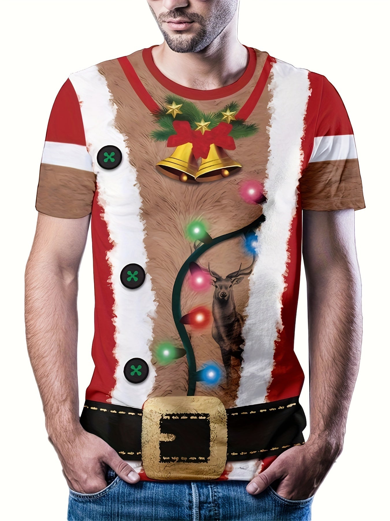 Christmas Graphic Print T shirt Men's Street Style Tee Shirt