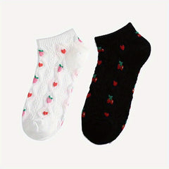 5 Pairs Girls Kids Cartoon Fruit Floral Socks Low Cut Ankle Socks