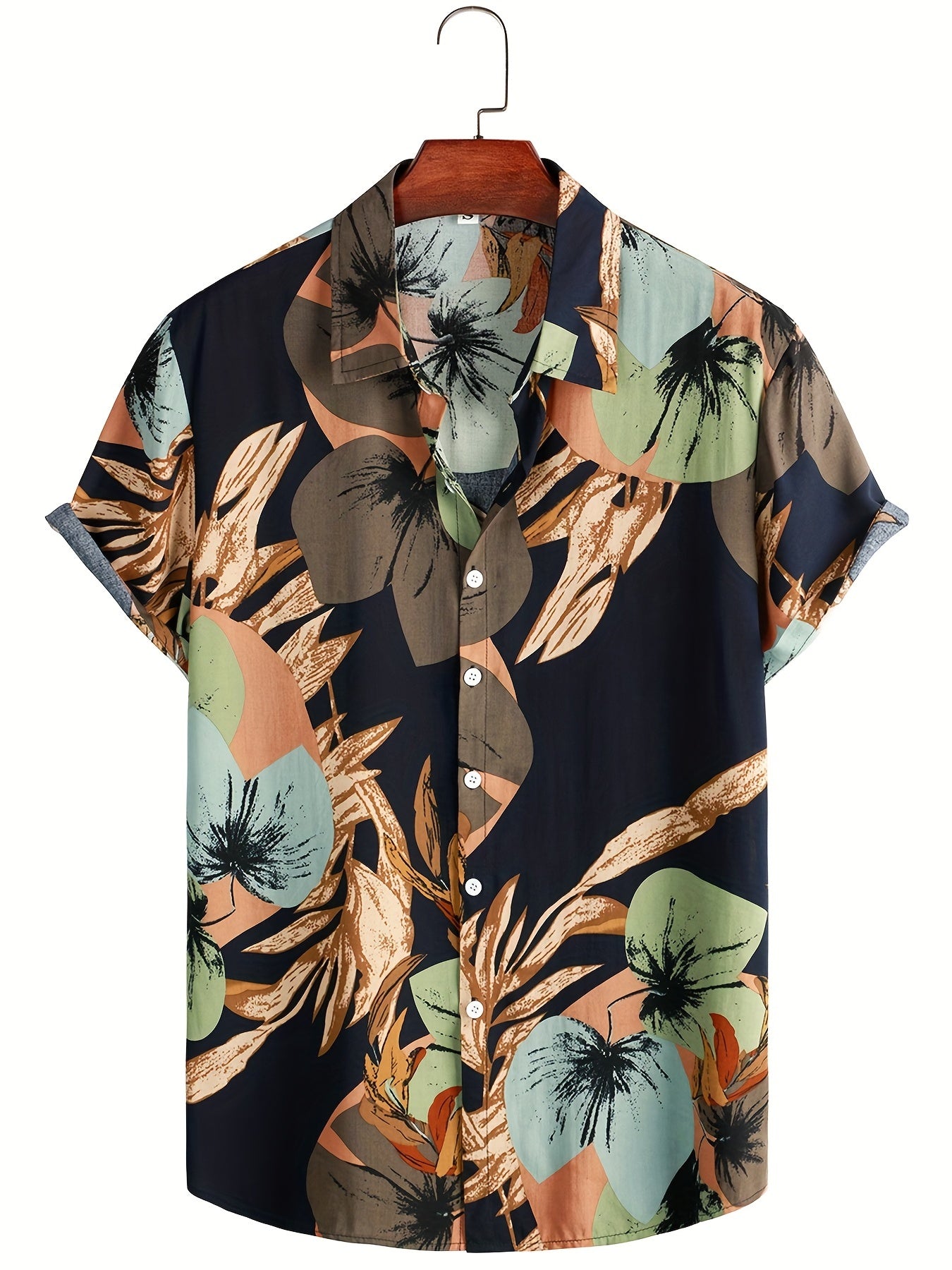 Men's Tropical Leaf Print Hawaiian Shirt