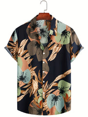 Men's Tropical Leaf Print Hawaiian Shirt