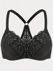 Bra Women's Lace Closure Front Racer Back Full Cover Underwire Bra