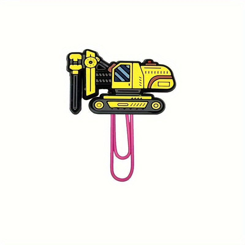 9pcs Cartoon Style Series Paper Clip Cute PVC Bookmark Clip