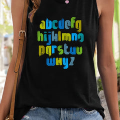 Colorful Letter Pattern Stretchy Sports Vest Sleeveless Top