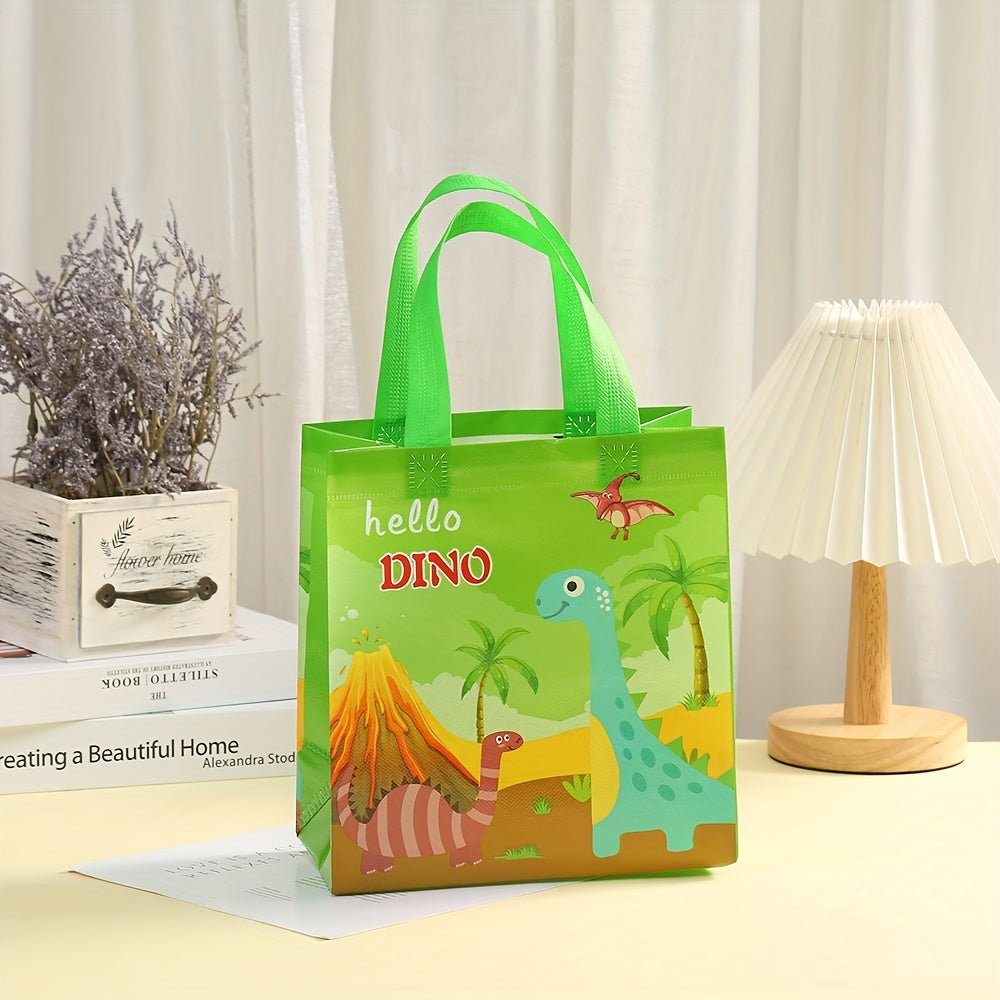 12pcs Dinosaur Gift Bags Dino Party Favor Bags Non Woven Treat Bags
