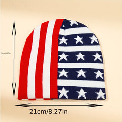 Independence Striped Star American Flag Knitted Jacquard Hat