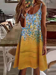 Floral Print Spaghetti Dress Sleeveless Summer Dress