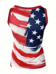 Print V Neck Tank Top Casual Sleeveless Tank Top