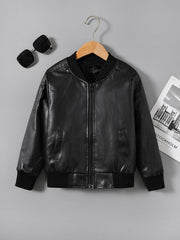 Christmas Boys Faux Leather Zipper Jacket