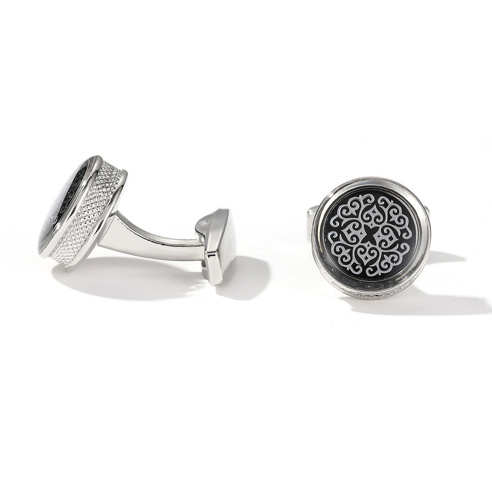 Vintage Round Silver Shirt Cufflinks for Men