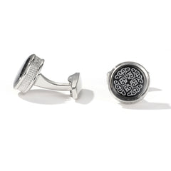Vintage Round Silver Shirt Cufflinks for Men