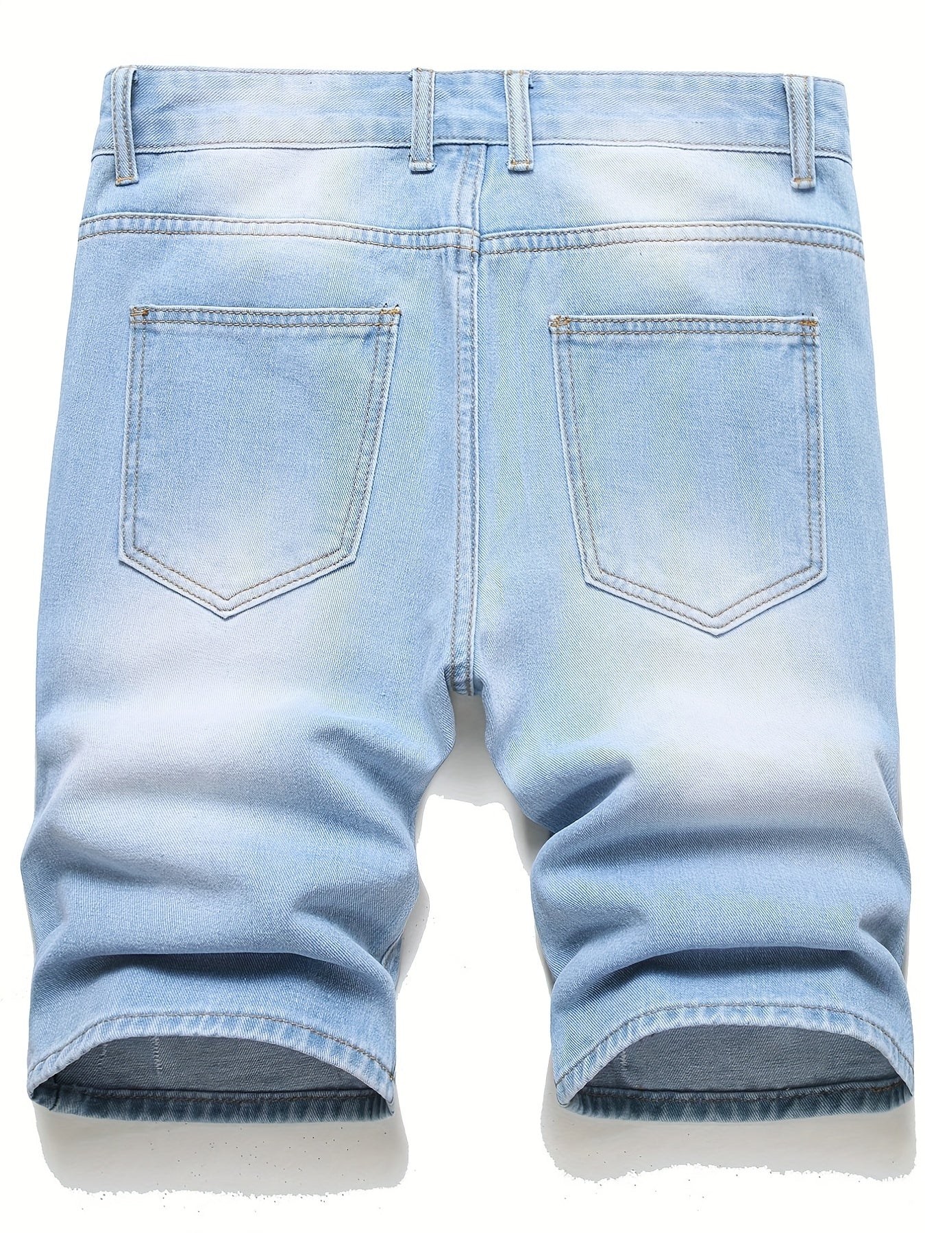 Slim Fit Ripped Denim Shorts Men's Casual Street Style Distressed Denim Shorts