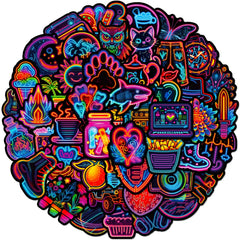 50pcs Neon Cartoon Stickers Waterproof Vinyl Decals for Water Bottle Laptop