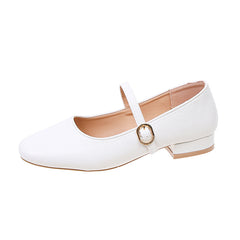 Women's Low Heel Mary Jane Square Toe Strap Shoes