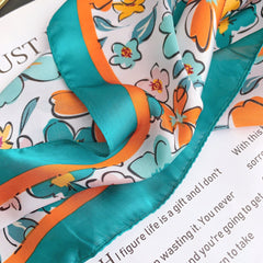 70cm Flower Graffiti Print Bandana Satin Square Scarf