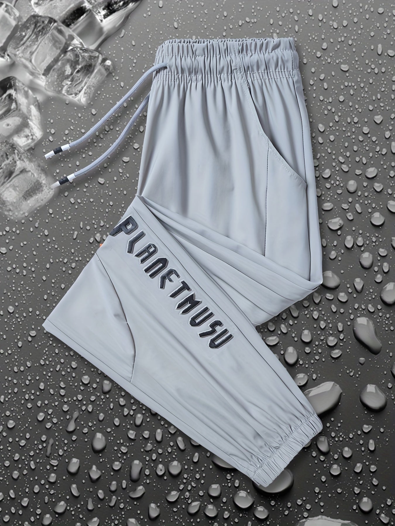 Boys Letter Graphic Quick drying Trousers Drawstring Waist Thin Casual Sport Jog
