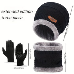 Winter Knitted Hat Scarf Gloves Set For Women Men