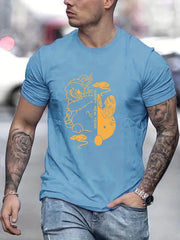 Happy Year Men's Letter Print T shirt Casual Tee