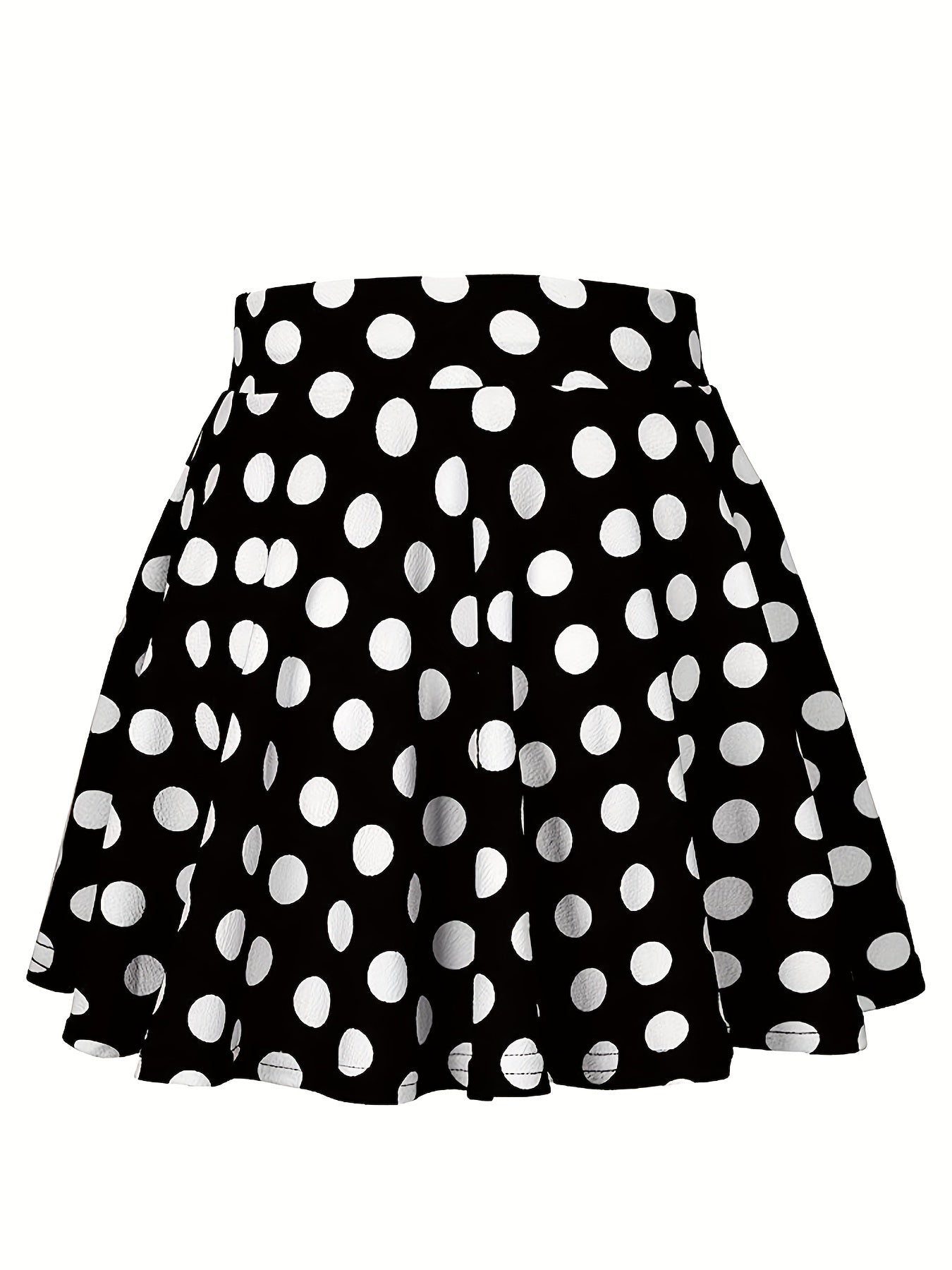 Polka Dot Print Flared Skirt High Waist Retro Style