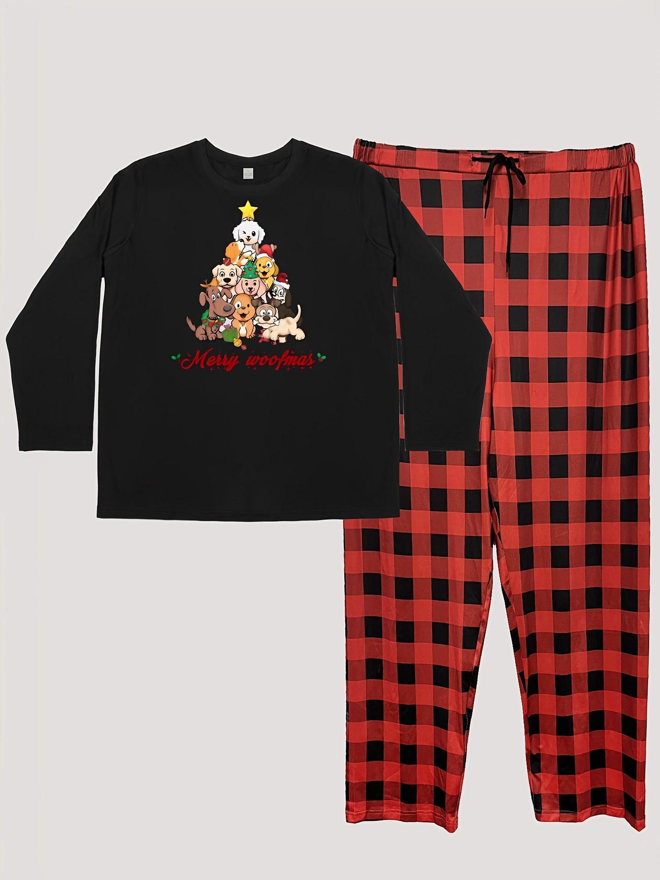 Christmas Dog Print Lounge Set Women's Loungewear