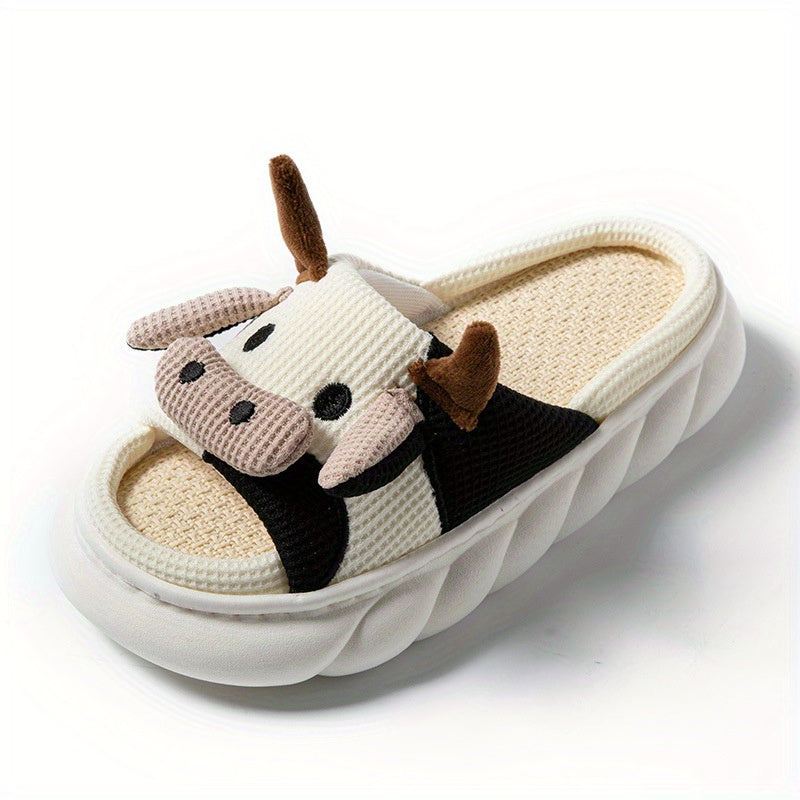 Women's Platform Cow Slippers Comfy Open Toe Ultra Soft Sole Shoes