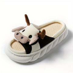 Women's Platform Cow Slippers Comfy Open Toe Ultra Soft Sole Shoes