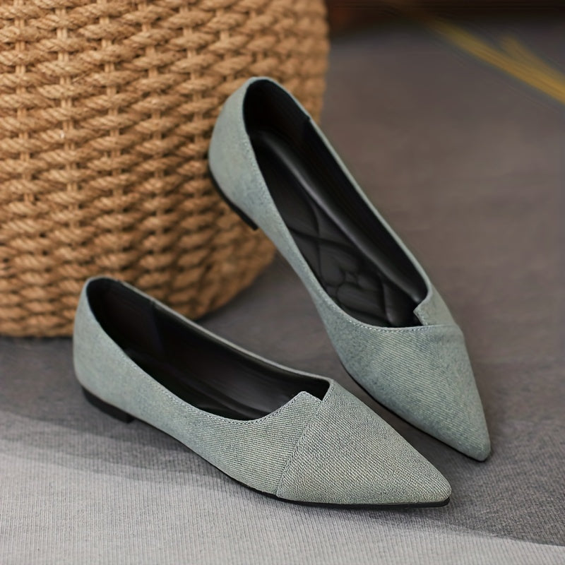 Women's Denim Slip On Pointed Toe Shoes Comfortable Walking Shoes