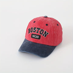 Kids Sunshade Distressed Baseball Cap with Letter Embroidery