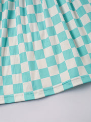 Toddler Girls Ruffled Sleeves Smile Face Flowers Plaid Dress