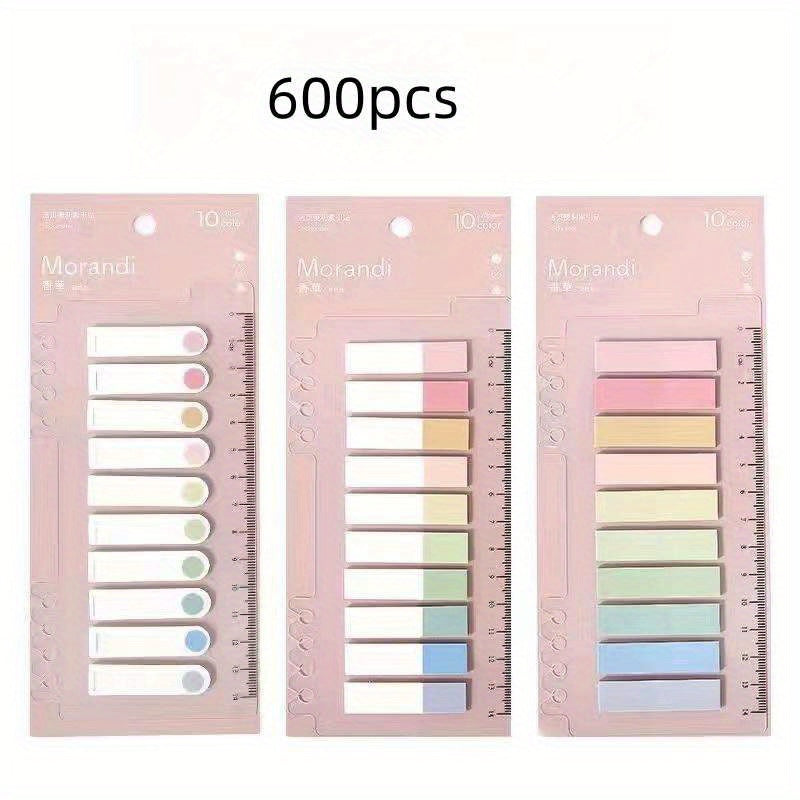 600 Pcs Morandi Colored Stickers Notepad Index Transparent Stickers
