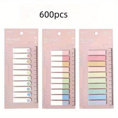 600 Pcs Morandi Colored Stickers Notepad Index Transparent Stickers
