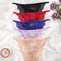 5pcs Lace Briefs Scallop Trim Panties Women's Lingerie