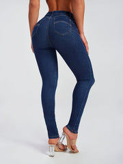 Women's High Waist Skinny Leg Jeans Solid Denim Pants