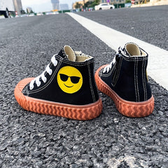 Boys Cartoon High Top Canvas Shoes with Zipper Lightweight Sneakers