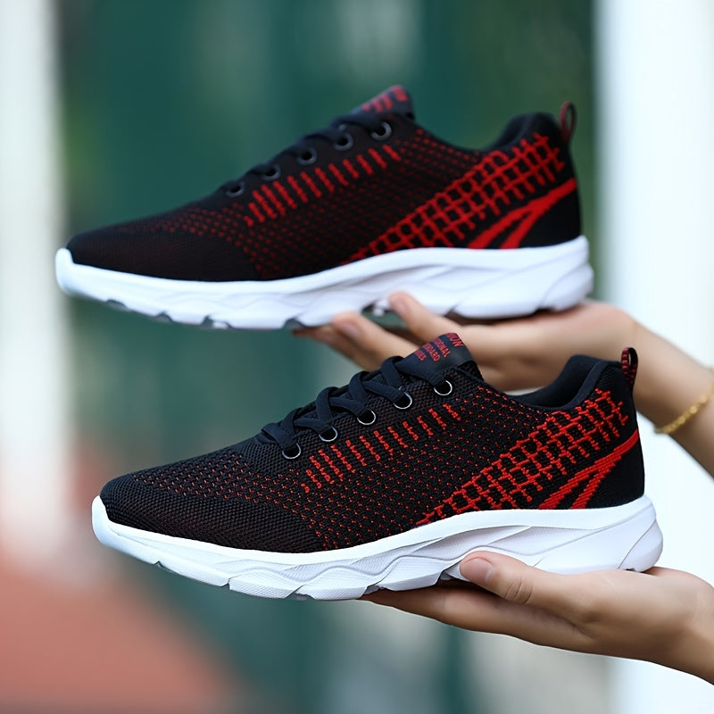 Women's Mesh Knitting Sneakers Lace-up Thick Sole Running Shoes