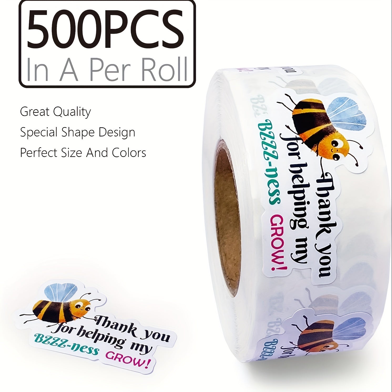 500pcs Thank You For Helping My Business Grow Happy Mail Stickers