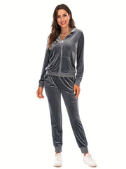 Women's Zip Up Hooded Top & Jogging Pants Lounge Set
