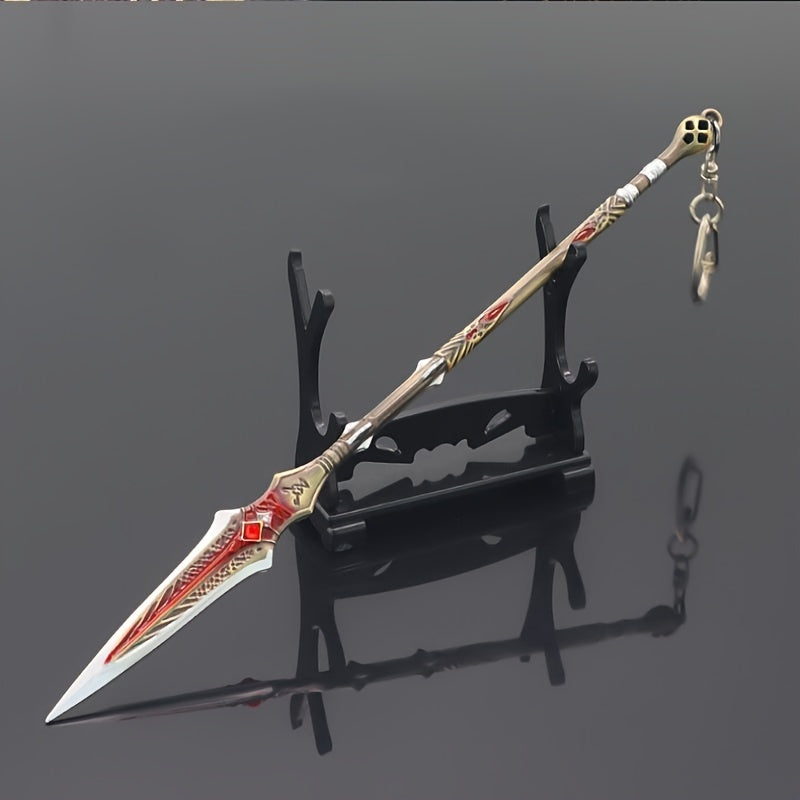 Mini Lance Halberd Spear Pendant Key Chain Weapon Model Toy Pendant