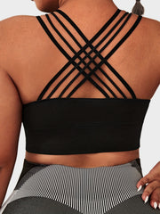 Sports Bra Women's Plus Split Strap Criss Cross Back Seamless Bra