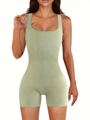 Casual Yoga Jumpsuit Square Neck High Stretch Fitness Yoga Romper