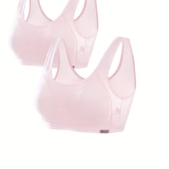 2pcs Solid Sports Bras Comfy & Breathable for Women