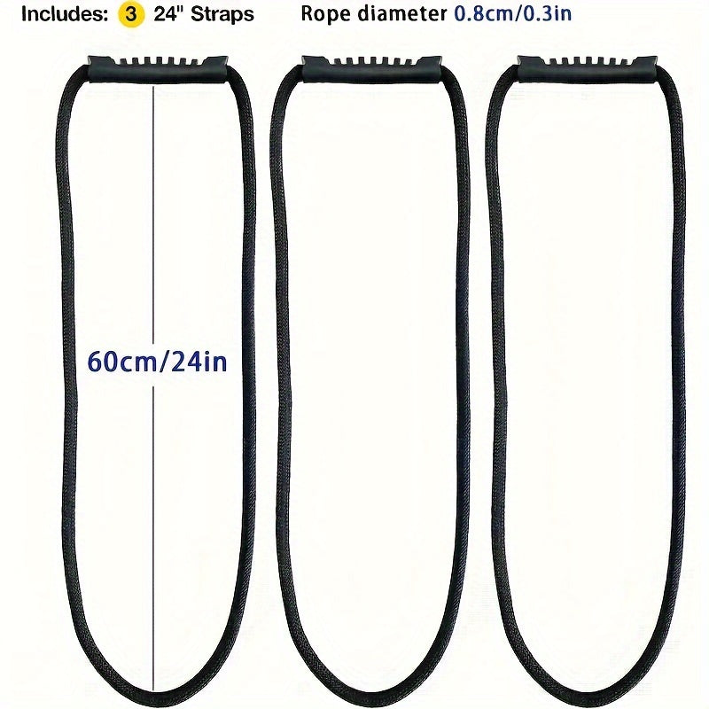 3pcs 24in Storage Strap With Handle Extension Cord Organizer