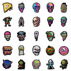 50 Neon Skull Stickers Waterproof Vinyl Decals for Laptops Water Bottles Phones