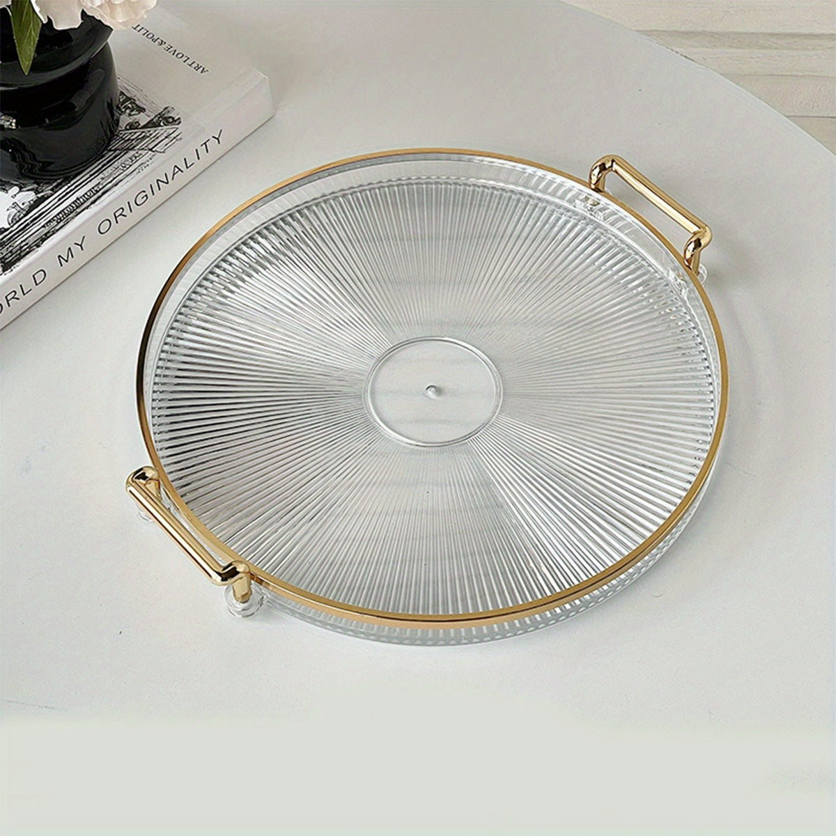 Round Serving Tray Dessert Platter Decorative Vanity Tray Food Tray