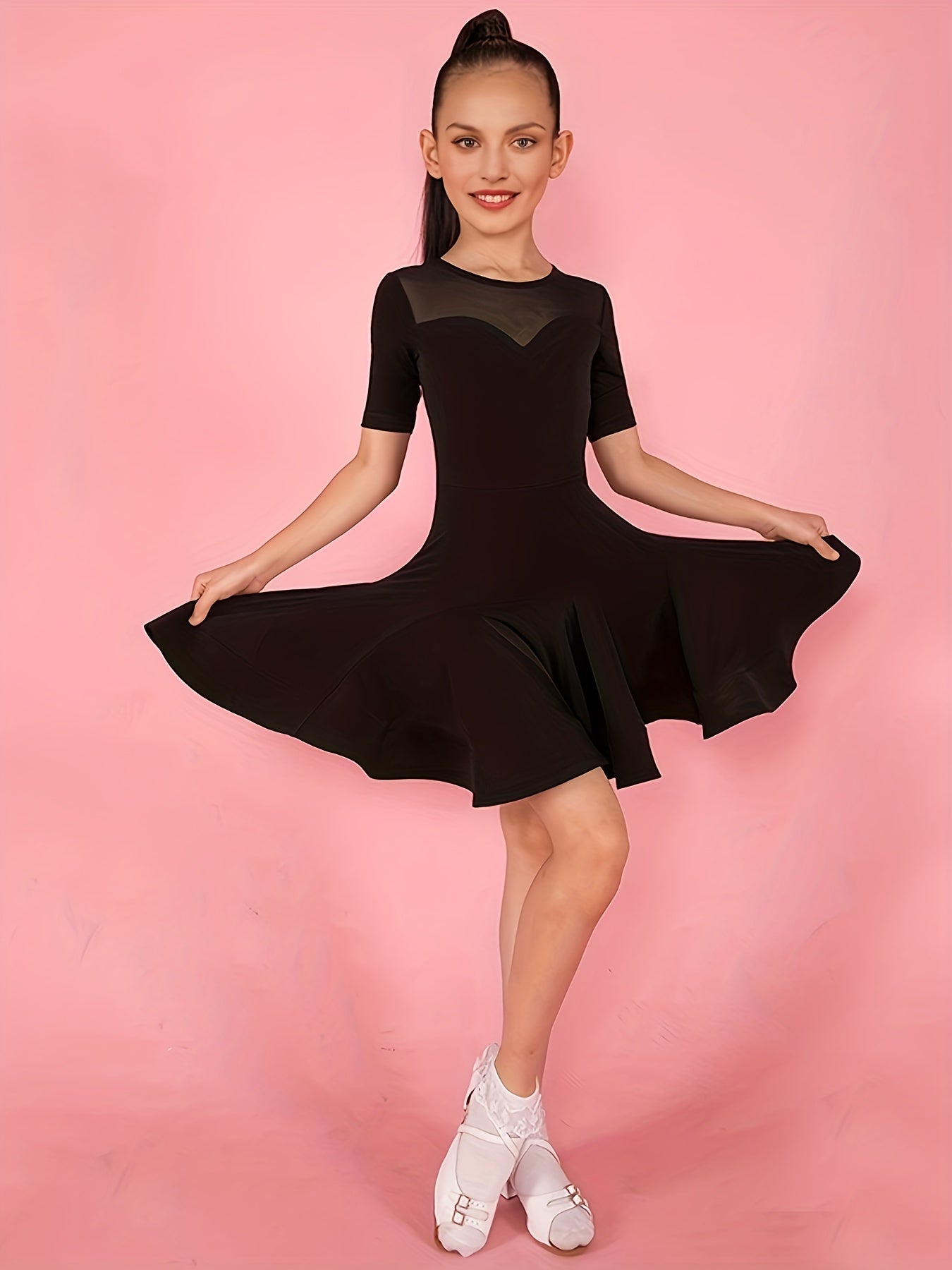 Latin Dance Dress Girls Performance Gymnastics Practice Suit