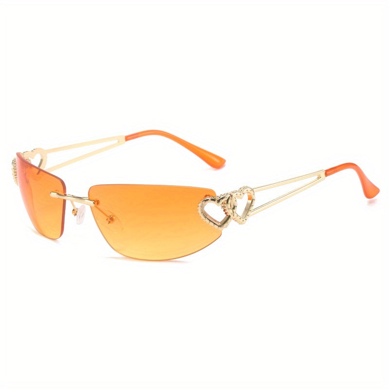 Y2K Rimless Sunglasses Oval Gradient UV400 Sun Shades
