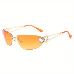 Y2K Rimless Sunglasses Oval Gradient UV400 Sun Shades
