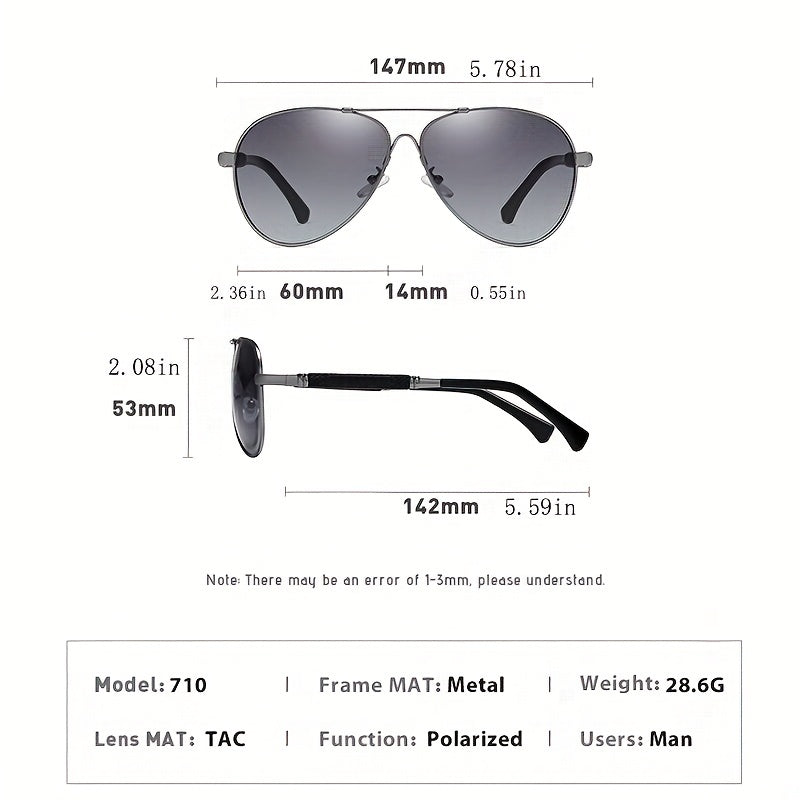 Polarized Metal Frame Pilot Sunglasses UV400